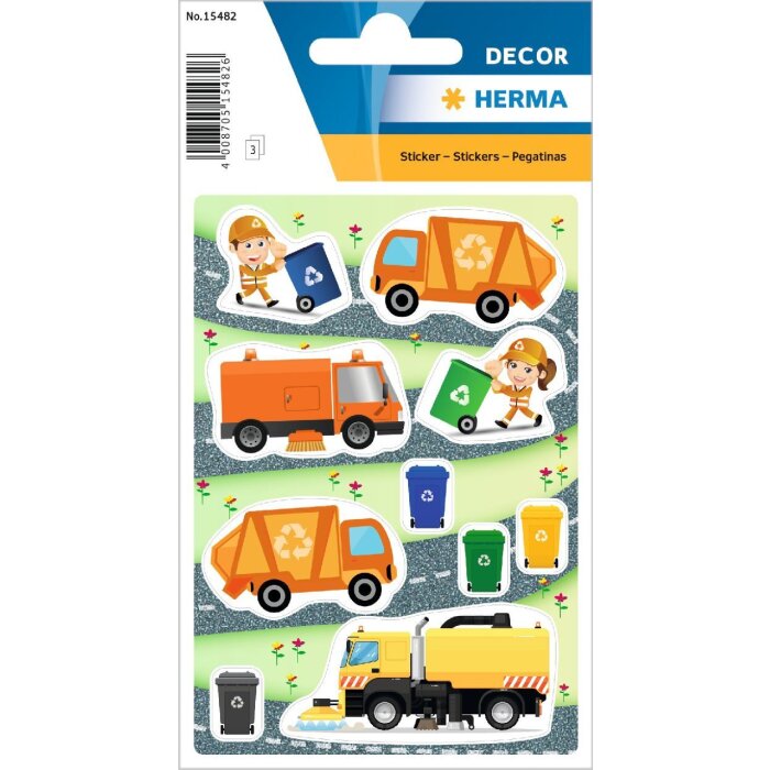 HERMA 15482 Decor stickers rubbish collection vehicles multicoloured set