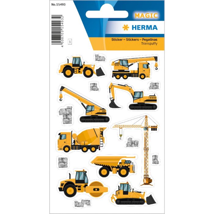 HERMA 15493 Magic Sticker Construction Site Vehicles Transpuffy Set