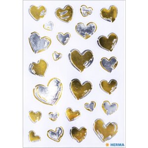 HERMA 15534 Creative Sticker Hearts Gold Silver Loving Design Set