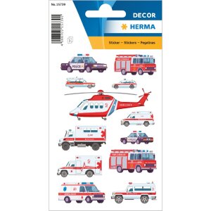 HERMA 15739 Stickers blue light vehicles set of 12 children