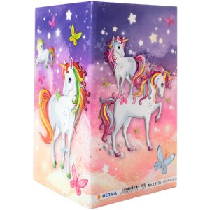 HERMA 19731 Pencil holder cardboard unicorn design wipeable sturdy 8x8x13.5cm