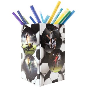 HERMA 19732 Pencil holder cardboard football design wipeable sturdy 8x8x13.5cm