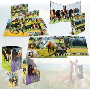 HERMA 19734 Pencil holder cardboard horse meadow design wipeable sturdy 8x8x13.5cm