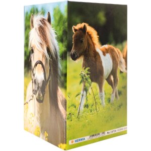 HERMA 19734 Pencil holder cardboard horse meadow design wipeable sturdy 8x8x13.5cm