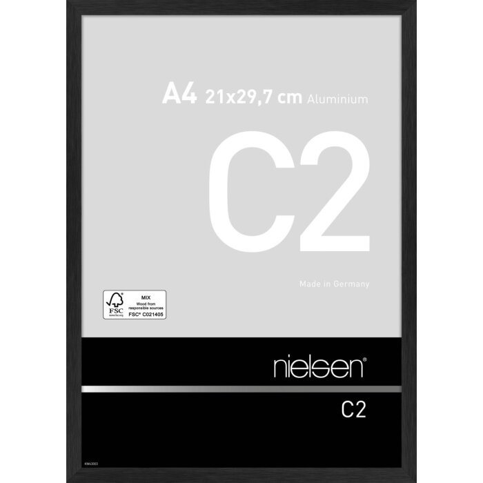 Nielsen Aluminium Picture Frame C2 structure black matt 21x29,7 cm acrylic glass