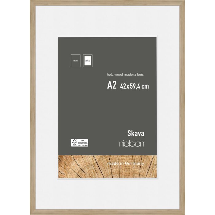 Nielsen Wooden Picture Frame Skava oak 42x59,4 cm with passepartout 29,7x42 cm