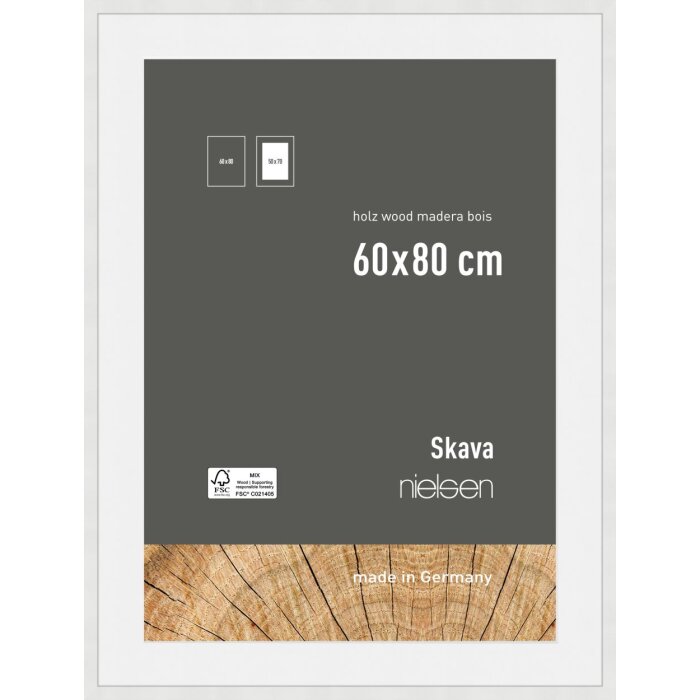 Nielsen Wooden Picture Frame Skava White 60x80 cm with Passepartout 50x70 cm