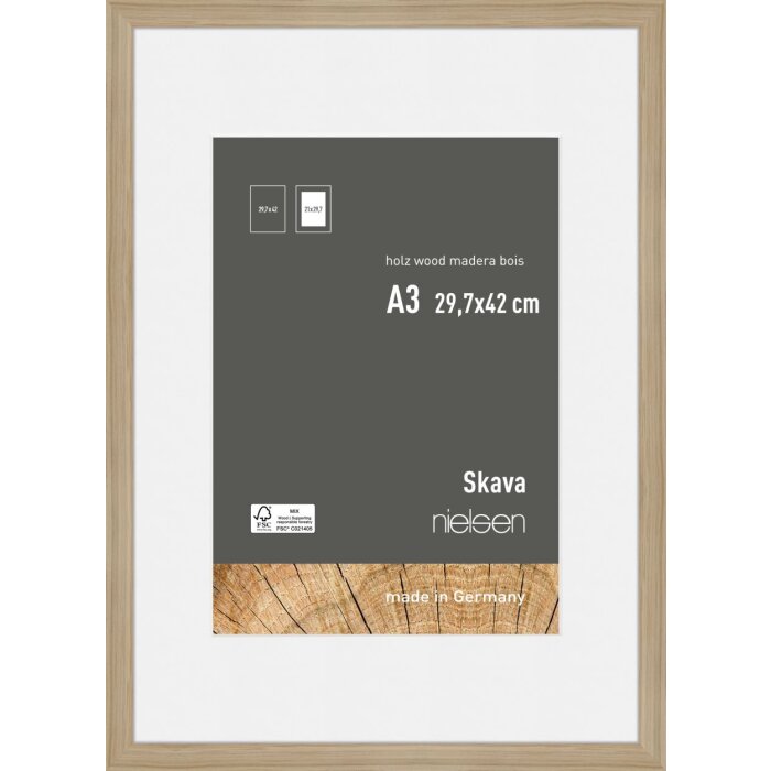 Nielsen Wooden Picture Frame Skava oak 29,x7x42 cm with passepartout 21x29,7 cm