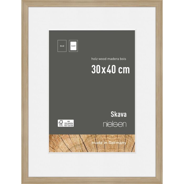 Nielsen Wooden Picture Frame Skava oak 30x40 cm with passepartout 21x29,7 cm