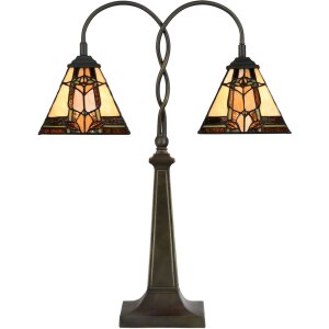 LumiLamp 5LL-6322 Tiffany Table Lamp Beige 48x66 cm...