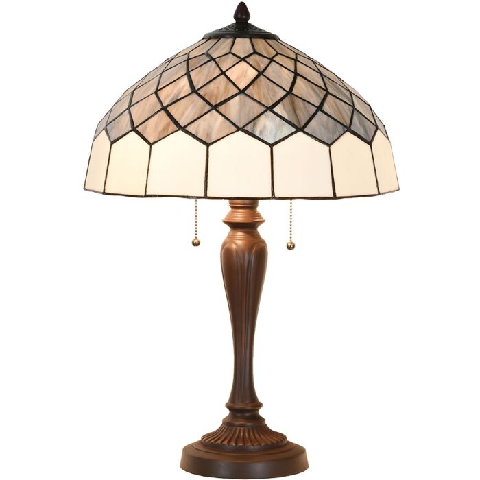 LumiLamp 5LL-6330 Tiffany table lamp grey Ø 40x58 cm E27-max 2x60W