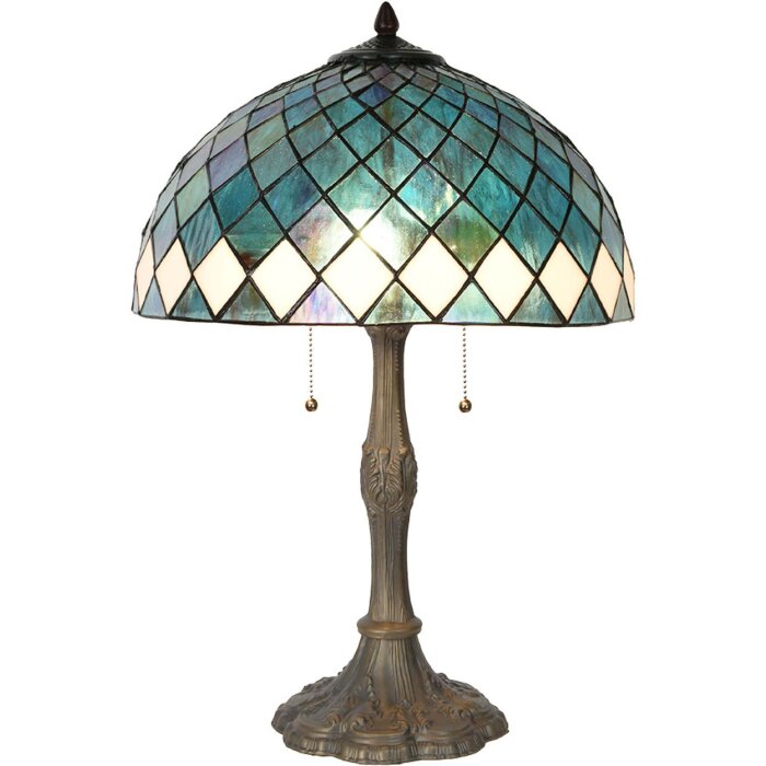 LumiLamp 5LL-6347 Tiffany table lamp blue Ø 40x61 cm E27-max 2x60W