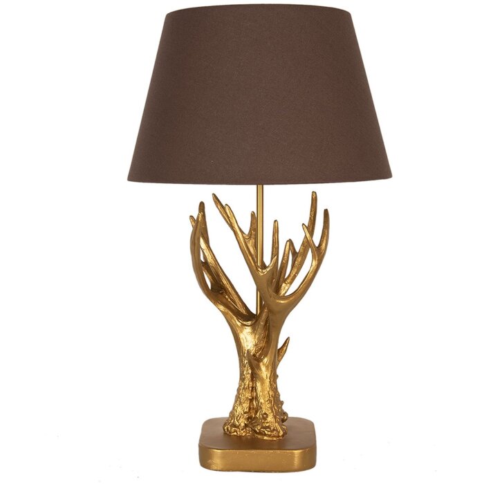 Clayre & Eef 5LMC0024 Table Lamp Gold Coloured Brown Ø 35x59 cm E27-max 1x60W