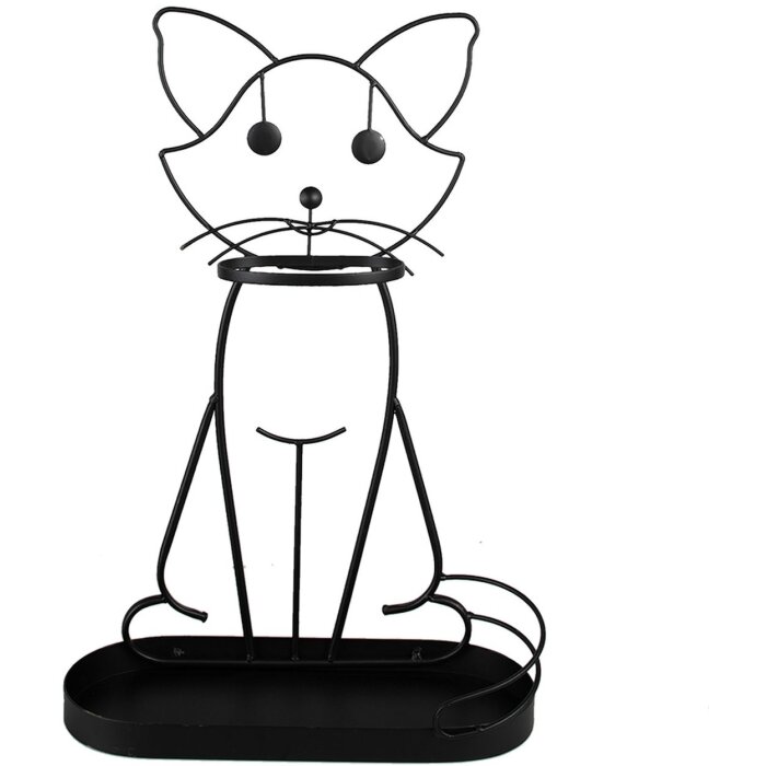 Clayre & Eef 5Y1165 Umbrella Stand Cat Black 41x16x62 cm