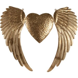 Clayre & Eef 5Y1176 Decoration Wings with Heart Gold...