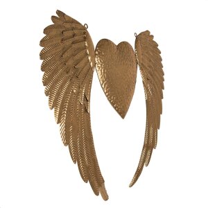 Clayre & Eef 5Y1176 Decoration Wings with Heart Gold...