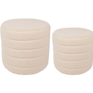 Clayre & Eef 65170 Stool set of 2 Beige Ø 50x45 - Ø 40x40 cm