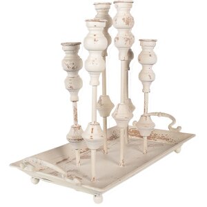 Clayre & Eef 65214 Candlestick White 55x26x43 cm