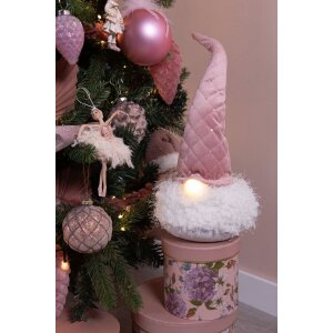 Clayre & Eef 65243 Decorative gnome with LED Pink 20x20x44 cm- 2xCR2032