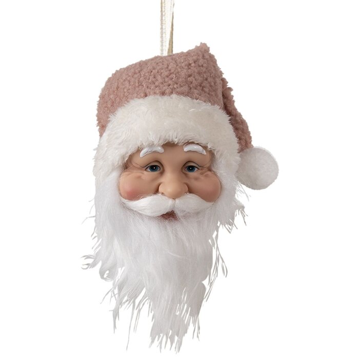 Clayre & Eef 65266 Pendant Father Christmas White Pink 10x9x28 cm