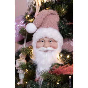 Clayre & Eef 65266 Pendant Father Christmas White Pink 10x9x28 cm