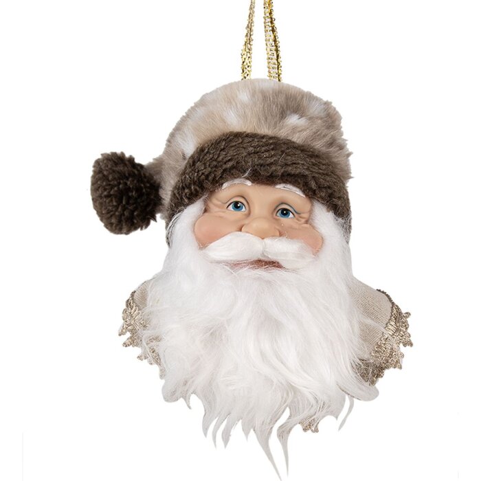 Clayre & Eef 65270 Pendant Father Christmas Brown White 10x9x28 cm