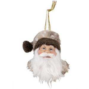 Clayre & Eef 65270 Pendant Father Christmas Brown White 10x9x28 cm