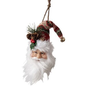 Clayre & Eef 65271 Pendant Father Christmas Red White 10x9x28 cm