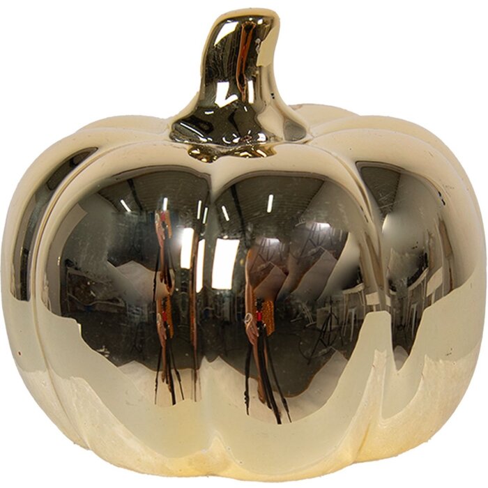 Clayre & Eef 6CE1595 Decorative Pumpkin Gold coloured Ø 9x8 cm