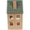 Clayre & Eef 6CE1600 Candle Holder Christmas Cottage Brown, Green 8x8x15 cm