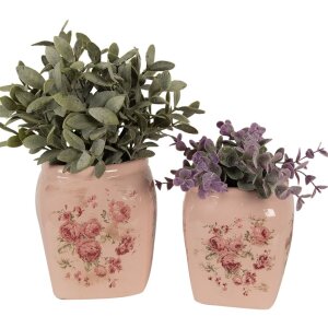 Clayre & Eef 6CE1604S Indoor Flower Pot Pink 12x12x14 cm