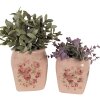 Clayre & Eef 6CE1604S Indoor Flower Pot Pink 12x12x14 cm