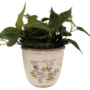 Clayre & Eef 6CE1607L Flower Pot for Indoors Beige Yellow Ø 18x17 cm