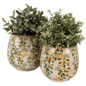 Clayre & Eef 6CE1608L Flower Pot for Indoors Beige Yellow Ø 18x17 cm