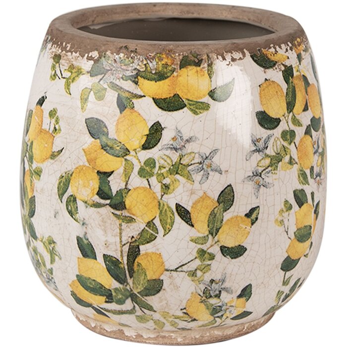 Clayre & Eef 6CE1608S Flower Pot for Indoors Beige Yellow Ø 13x13 cm