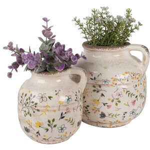 Clayre & Eef 6CE1611M Decorative Jug Beige Yellow Ø 12x14 cm