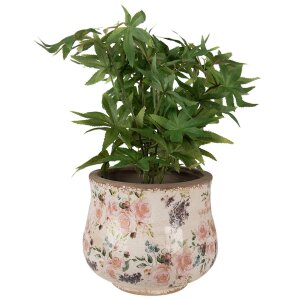 Clayre & Eef 6CE1612M Indoor Flower Pot Beige Pink Ø 18x15 cm