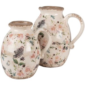 Clayre & Eef 6CE1613L Decorative Jug Beige Pink 20x16x22 cm