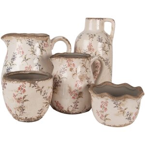 Clayre & Eef 6CE1614 Decorative Jug Beige Pink Ø 13x25 cm