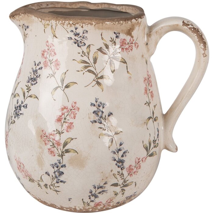 Clayre & Eef 6CE1616L Decorative jug Beige Pink 21x16x20 cm