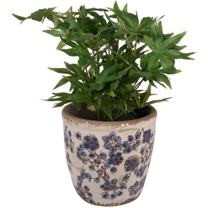 Clayre & Eef 6CE1619L Flower Pot for Indoors Beige Blue Ø 17x16 cm