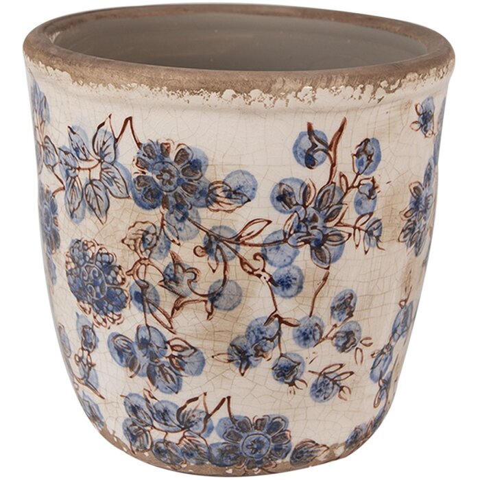 Clayre & Eef 6CE1619M Indoor Flower Pot Beige Blue Ø 14x14 cm