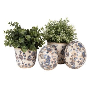 Clayre & Eef 6CE1619M Indoor Flower Pot Beige Blue Ø 14x14 cm