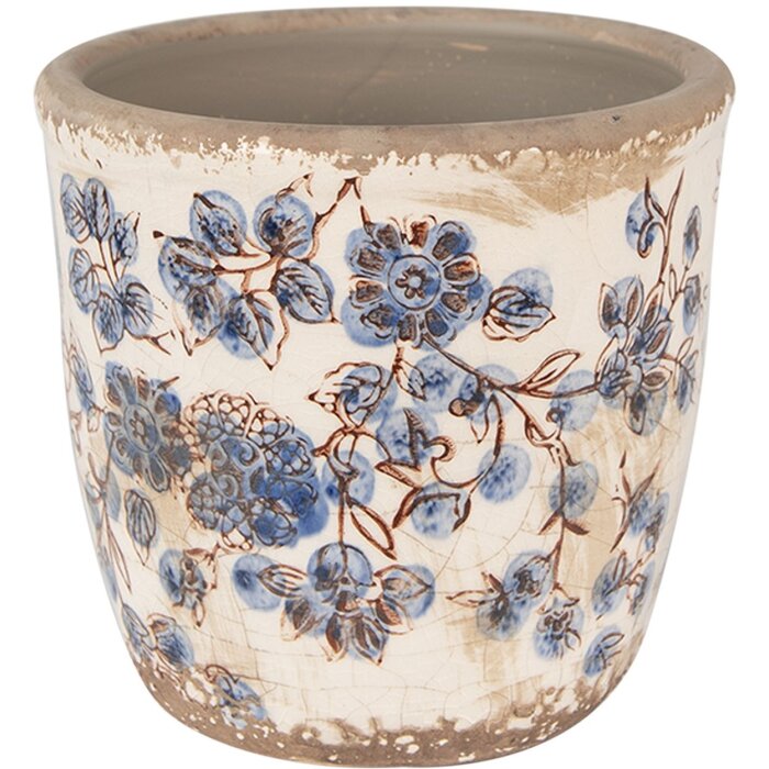 Clayre & Eef 6CE1619XS Flower Pot for Indoors Beige Blue Ø 11x10 cm