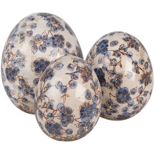 Clayre & Eef 6CE1620L Decorative Egg Beige Blue Ø 14x16 cm