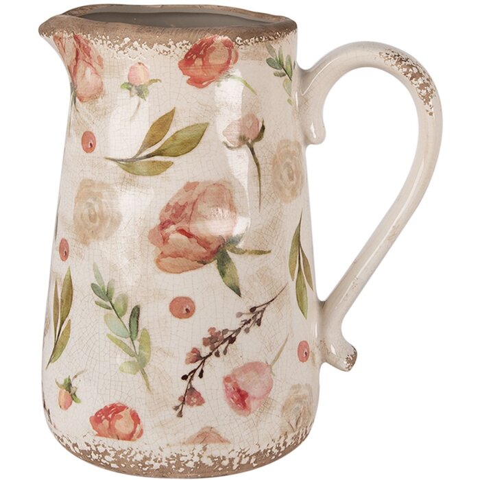 Clayre & Eef 6CE1624L Decorative jug Beige Pink 21x15x23 cm