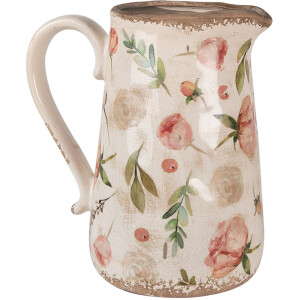 Clayre & Eef 6CE1624L Decorative jug Beige Pink 21x15x23 cm