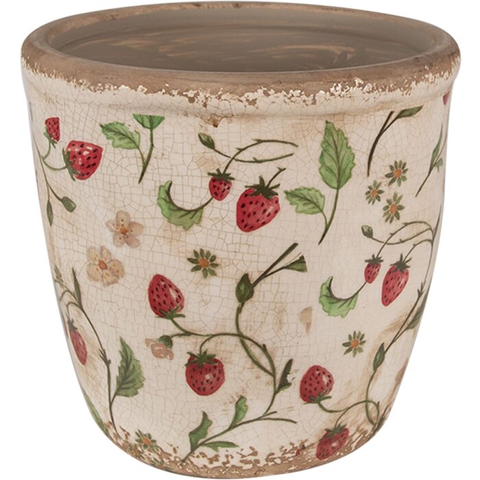 Clayre & Eef 6CE1631L Flower pot for indoors Beige, red Ø 16x16 cm