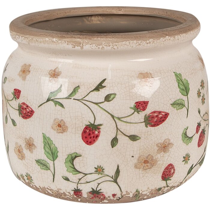 Clayre & Eef 6CE1632L Flower Pot for Indoors Beige, Red Ø 20x15 cm