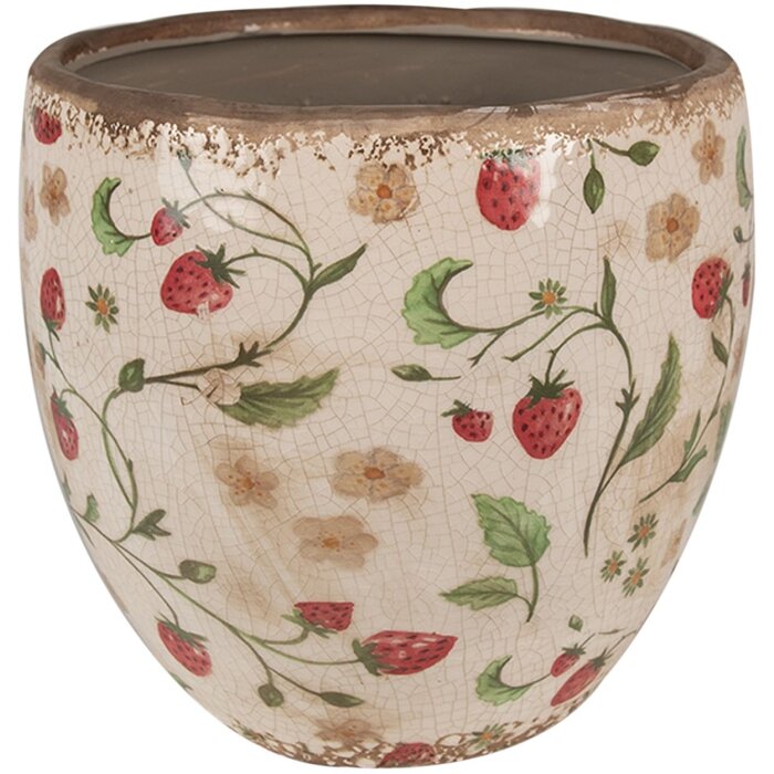 Clayre & Eef 6CE1634L Flower Pot for Indoors Beige Red Ø 18x18 cm